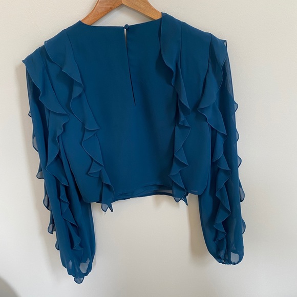 Aly & Jay Turquoise Ruffle Sleeve Top - Picture 5 of 12